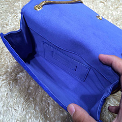 2015 New Saint Laurent Bag Cheap Sale- YSL Chain Bag in Blue Nubuck Leather YSL12118 - Click Image to Close