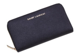Hot Sale!2015 New Saint Laurent Bag Outlet- YSL Saffiano Leather Zippy Wallet 340841BLACK