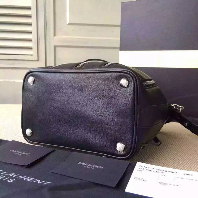 2015 New Saint Laurent Bag Cheap Sale-Saint Laurent Medium Emmanuelle Bucket Bag in Black Leather With Zips - Click Image to Close