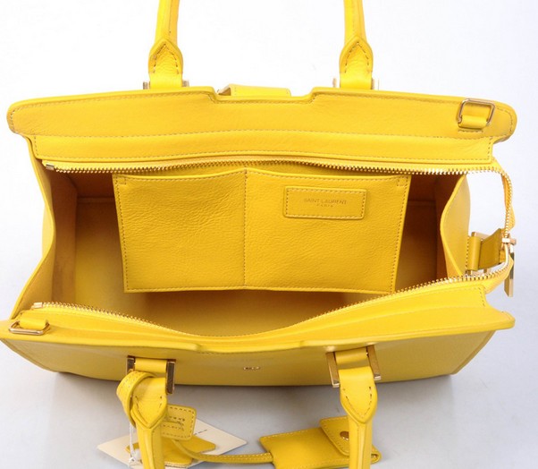 2013 Cheap Saint Laurent Petit Cabas Y in Yellow Leather - Click Image to Close