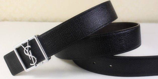 2013 Cheap YSL Leather belt in black with silver buckle,Discount Ysl belt on sale