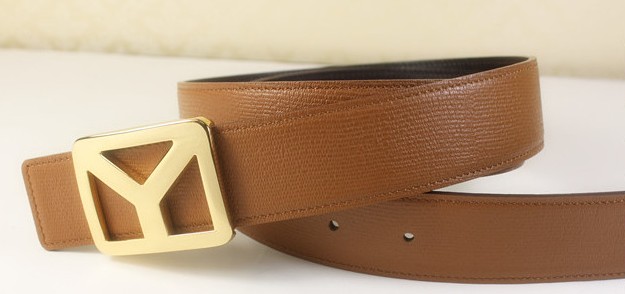 2013 new YSL belt with gold Y buckle brown,Ysl belt outlet