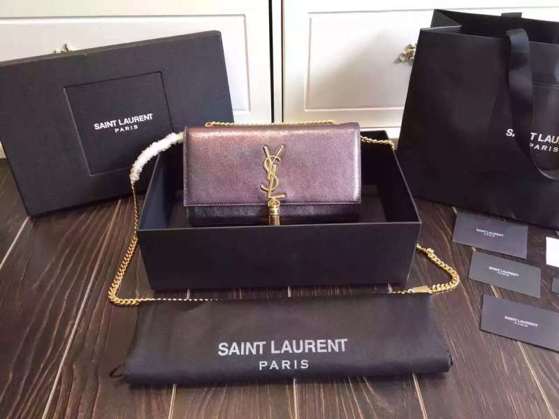 2016 Saint Laurent Bags Cheap Sale-Saint Laurent Classic Tassel Satchel in Purple Metallic Leather