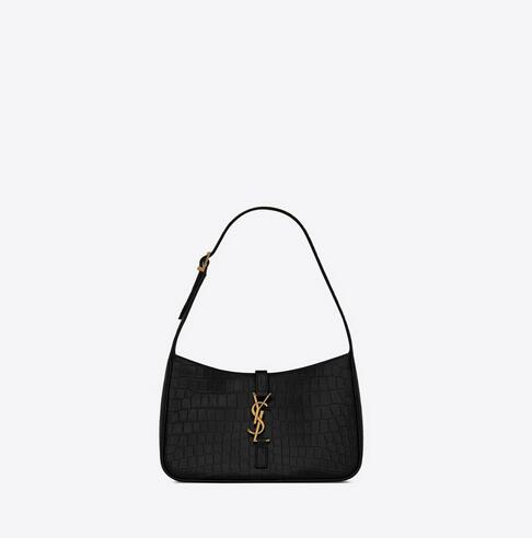 2021 Cheap Saint Laurent le 5 a 7 hobo bag in crocodile-embossed shiny leather