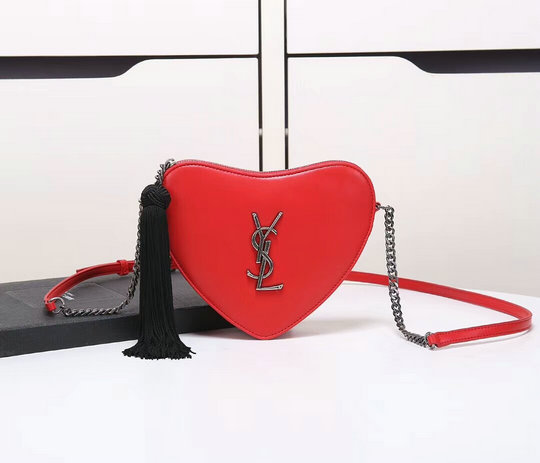 2018 Saint Laurent Monogram Heart Cross Body Bag in Red Smooth Leather