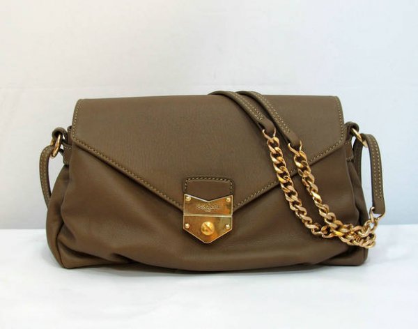 Ysl Dandy Flap Bag In Coffee Textured Leather99983