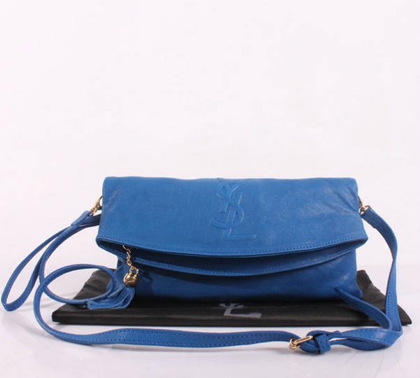2013 YSL Bags-Yves Saint Laurent Chyc In Blue Leather Women's Shoulder Bag 26391