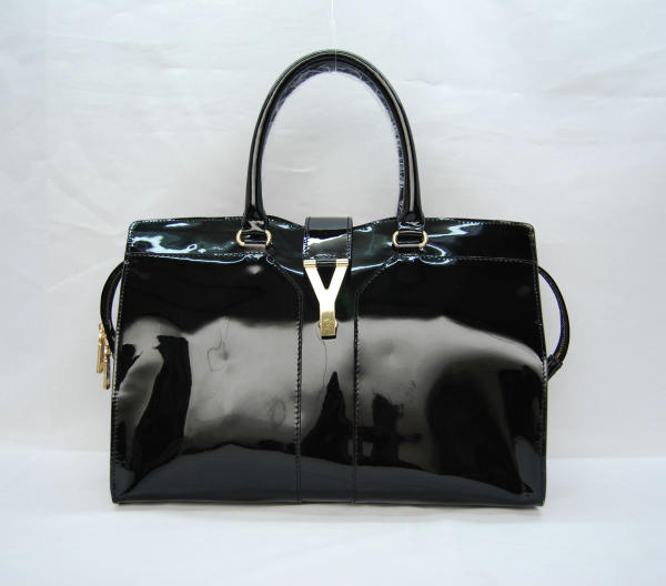 YSL Cabas 2012-Yves Saint Laurent Cabas Chyc In Black Patent Leather Women's Top Handle Bag 110131