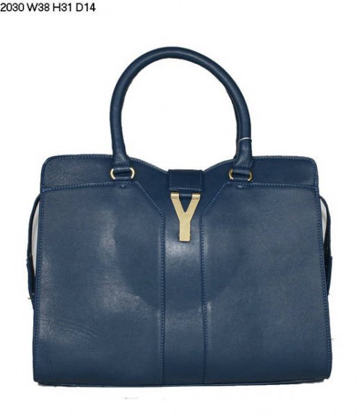 YSL Cabas 2012-Yves Saint Laurent Cabas Chyc In Blue Leather Women's Handle Bag 26406