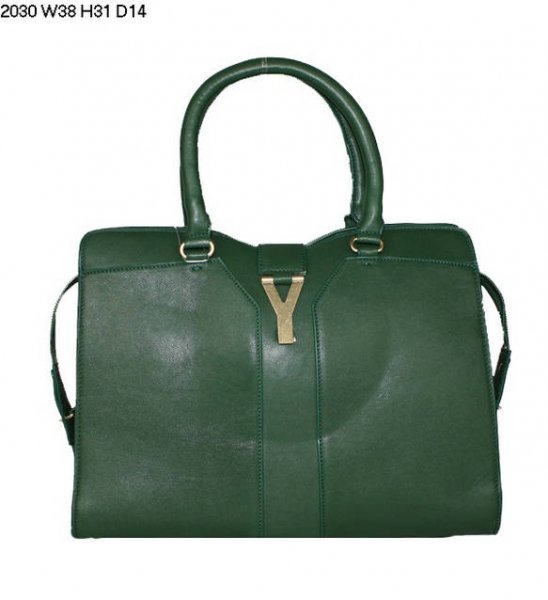 YSL Cabas 2012-Yves Saint Laurent Cabas Chyc In Green Leather Women's Handle Bag 26415