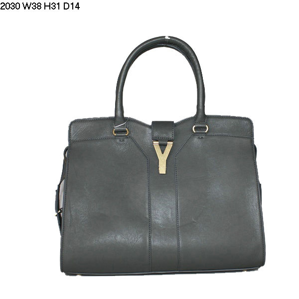 YSL Cabas 2012-Yves Saint Laurent Cabas Chyc In Gray Leather Women's Handle Bag 26410