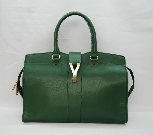 YSL Cabas 2012-Yves Saint Laurent Cabas Chyc In Green Suede Women's Top Handle Bag 136129