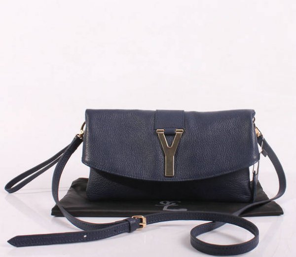 2013 YSL Bags-Yves Saint Laurent Chyc In Blue Leather Women's Shoulder Bag 26387
