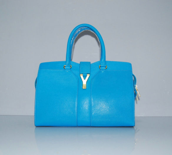 YSL Cabas 2012-Yves Saint Laurent Cabas Chyc In Blue Suede Women's Top Handle Bag 136123