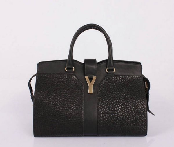 YSL Cabas 2012-Yves Saint Laurent Cabas Chyc In Black Leather Women's Top Handle Bag 26430
