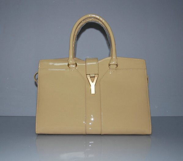 YSL Cabas 2012-Yves Saint Laurent Cabas Chyc In Apricot Patent Leather Women's Top Handle Bag 110125