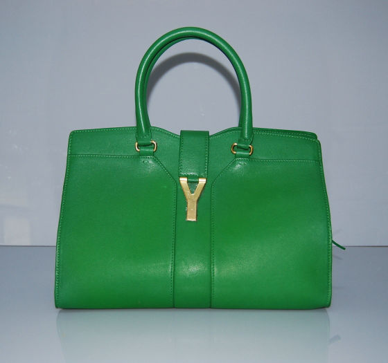 YSL Cabas 2012-Yves Saint Laurent Cabas Chyc In Green Suede Women's Top Handle Bag 136115