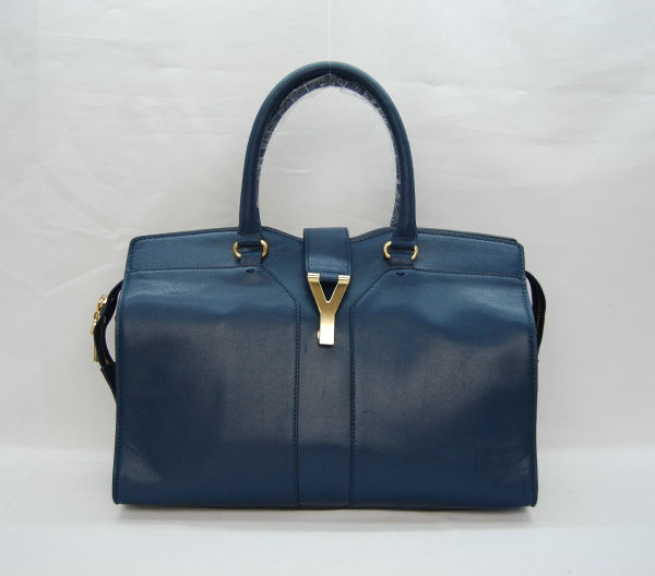 YSL Cabas 2012-Yves Saint Laurent Cabas Chyc In Sapphire Suede Women's Top Handle Bag 110135