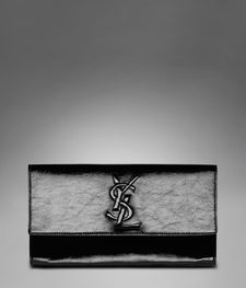 YSL Bags 2013-Yves Saint Laurent Clutch In Black Patent Leather Women's Logo Clutch