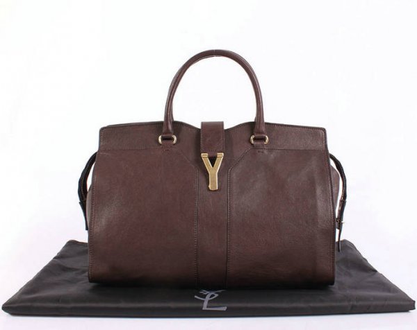 YSL Cabas 2012-Yves Saint Laurent Cabas Chyc In Brown Leather Women's Top Handle Bag 26379