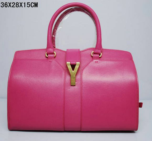 YSL Cabas 2012-Yves Saint Laurent Cabas Chyc In Pink Suede Women's Top Handle Bag 136122
