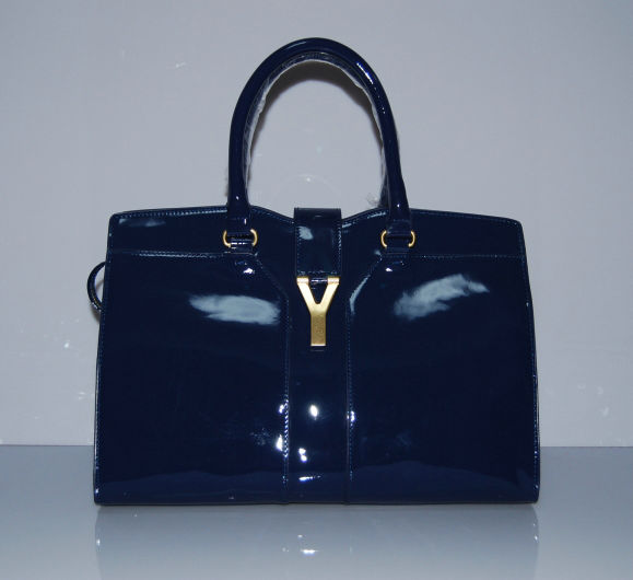 YSL Cabas 2012-Yves Saint Laurent Cabas Chyc In Sapphire Patent Leather Women's Top Handle Bag 110113