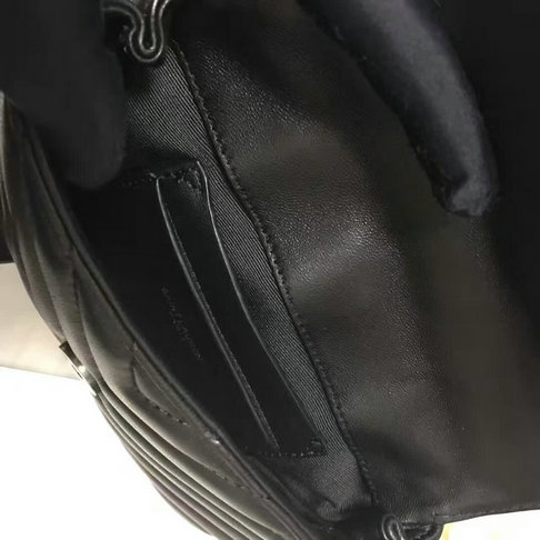 Classic Saint Laurent Baby Monogram Satchel in Black Matelasse Leather - Click Image to Close