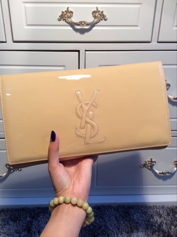 ysl beige patent leather handbag muse  