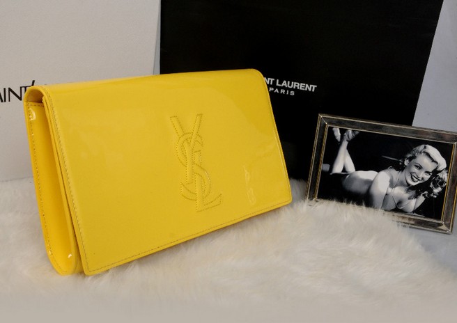 ysl yellow patent leather wallet  