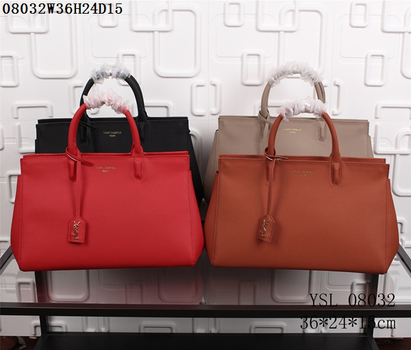 F/W 2015 New Saint Laurent Bag Cheap Sale-Saint Laurent Medium Cabas RIVE GAUCHE Bag in Brick Red Grained Leather - Click Image to Close