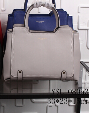 F/W 2015 New Saint Laurent Bag Cheap Sale-Saint Laurent Cabas Bag in Light Grey Calf Leather - Click Image to Close