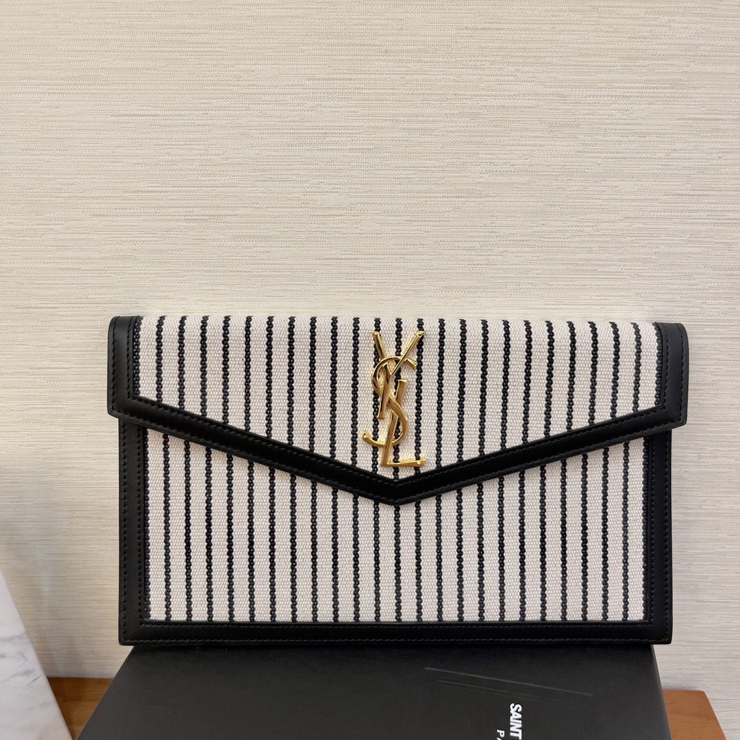 2022 cheap YSL uptown pouch in canvas and smooth leather