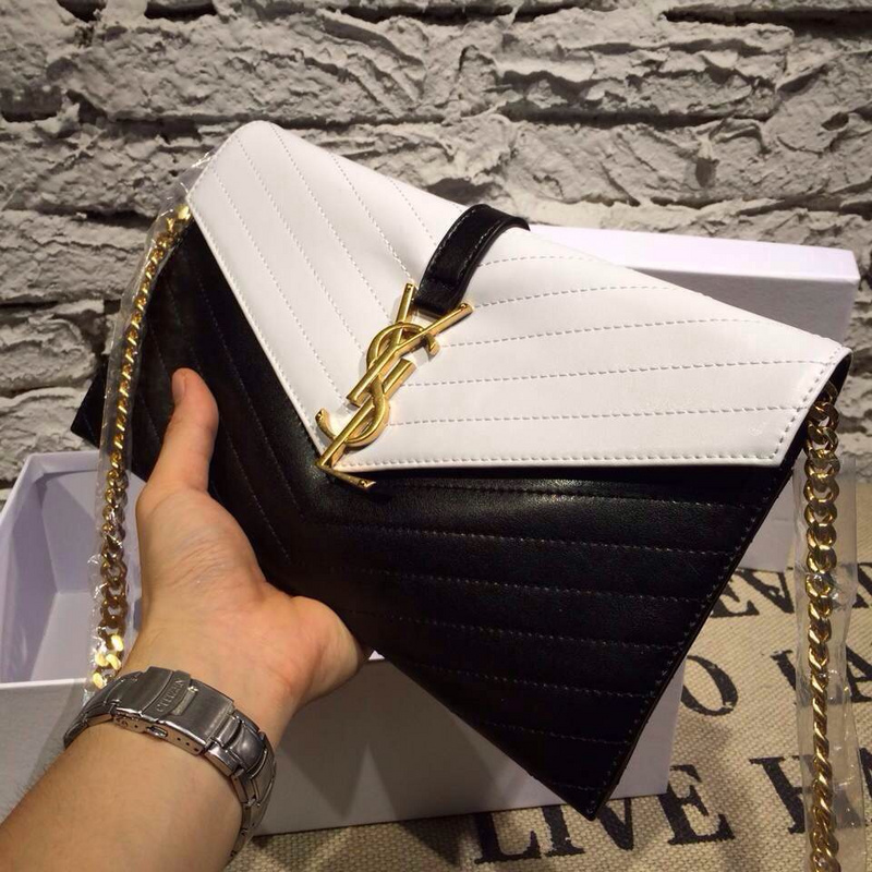 2014 New Saint Laurent Small Betty Bag In Black & White Smooth Calf leather 201410YSL - Click Image to Close