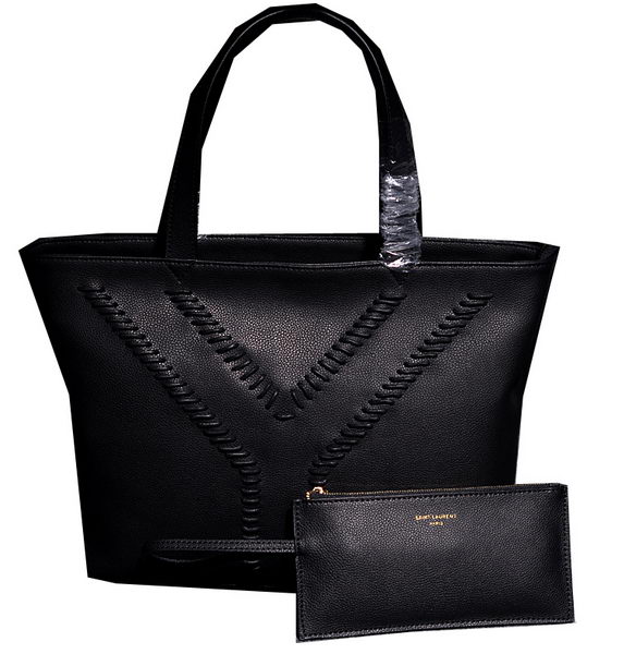 2014 Fall/Winter YSL Grained Leather Tote Bag Y7138 with Zip Pouch