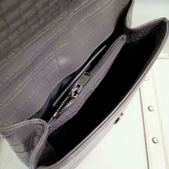2016 Saint Laurent Bags Sale-Classic Medium Monogram College Bag Grey Crocodile Embossed Leather - Click Image to Close