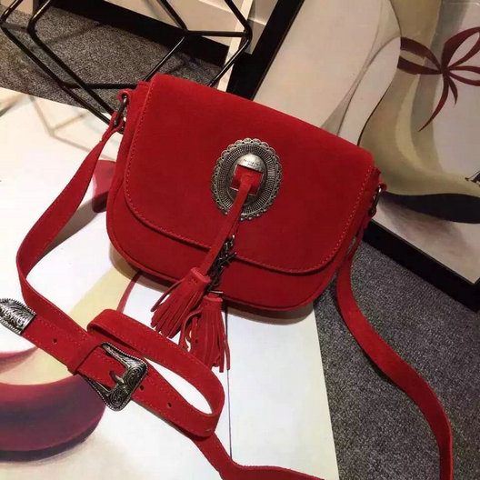 Limited Edition!2016 Saint Laurent Bags Sale-Cheap Saint Laurent Kim Cross Bag in Red suede Leather