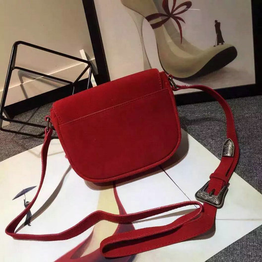 Limited Edition!2016 Saint Laurent Bags Sale-Cheap Saint Laurent Kim Cross Bag in Red suede Leather - Click Image to Close