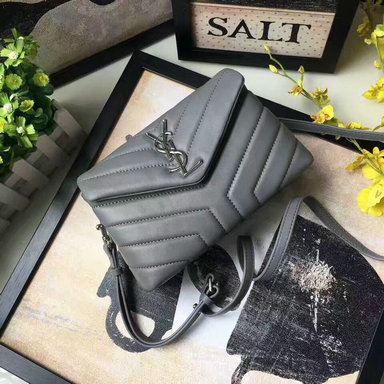 2017 Saint Laurent Toy Loulou Strap Bag in Grey "Y" Matelasse Leather