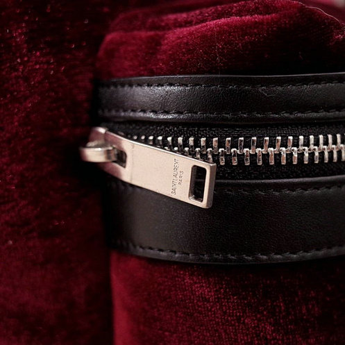 2017 F/W Saint Laurent City Backpack in Dark Red Velvet and Leather - Click Image to Close