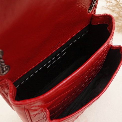 2018 S/S Saint Laurent Baby Niki Chain Bag in Red Crinkled and Quilted Leather - Click Image to Close