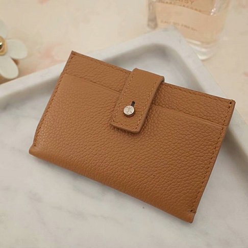 2018 S/S Saint Laurent Sac De Jour Souple Credit Card Case in Brown Grained Leather