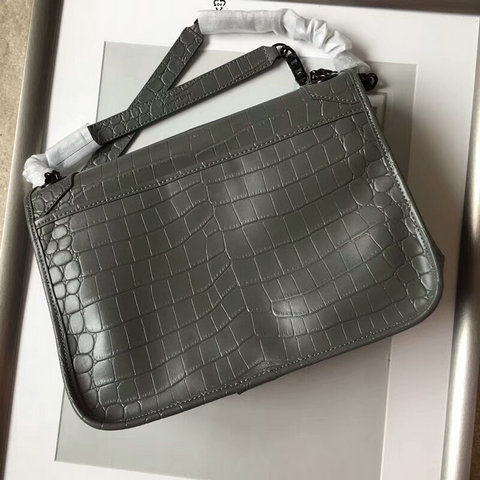 2018 S/S Saint Laurent Medium Niki Chain Bag in Grey Crocodile Embossed Leather - Click Image to Close