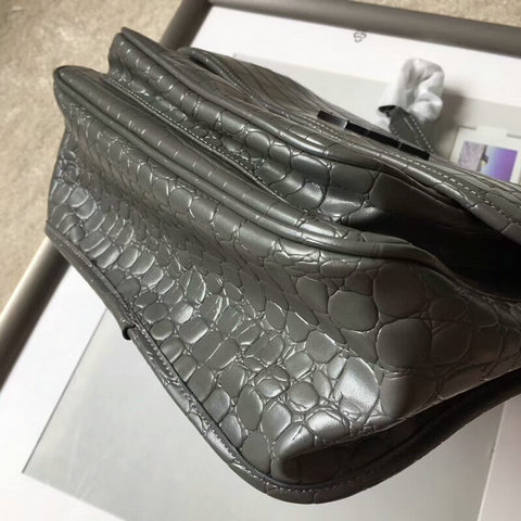 2018 S/S Saint Laurent Medium Niki Chain Bag in Grey Crocodile Embossed Leather - Click Image to Close