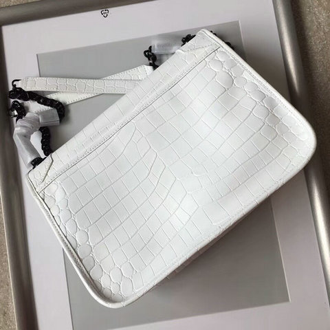 2018 S/S Saint Laurent Medium Niki Chain Bag in White Crocodile Embossed Leather - Click Image to Close