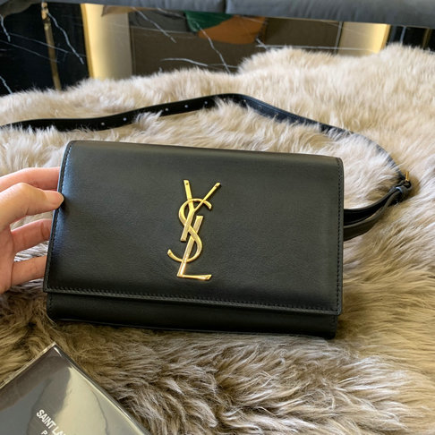 2018 Saint Laurent Kate Belt Bag in Black Smooth Leather