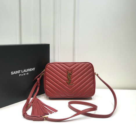 2018 Saint Laurent LOU Camera Bag in Red Matelasse Leather
