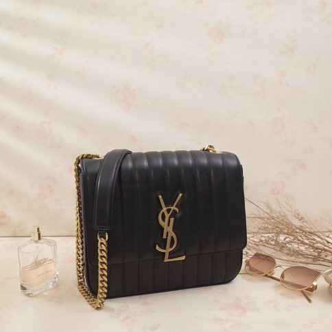 2018 S/S Saint Laurent Large Vicky Bag in Black Leather - Click Image to Close