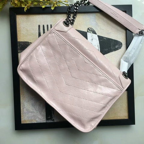 2018 S/S Saint Laurent Medium Niki Chain Bag in vintage crinkled and quilted pink leather - Click Image to Close
