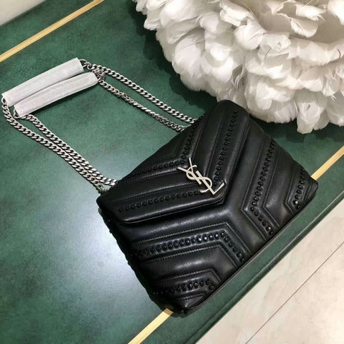 2018 Saint Laurent LouLou Small Chain Bag in "Y" Studded Matelasse Leather - Click Image to Close