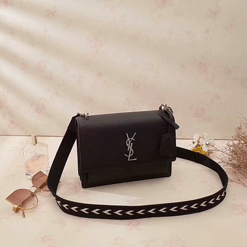 2018 S/S Saint Laurent Medium Sunset Fes Bag Black with Silver toned hardware - Click Image to Close
